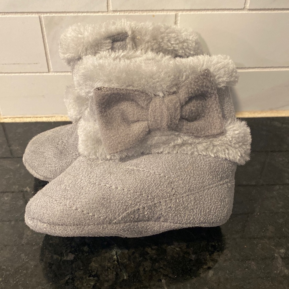 Grey baby booties